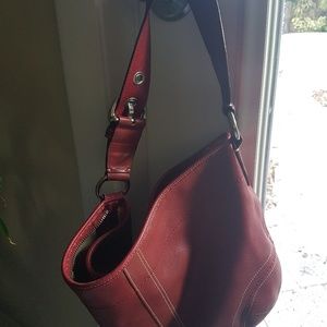 Coach red hobo bag